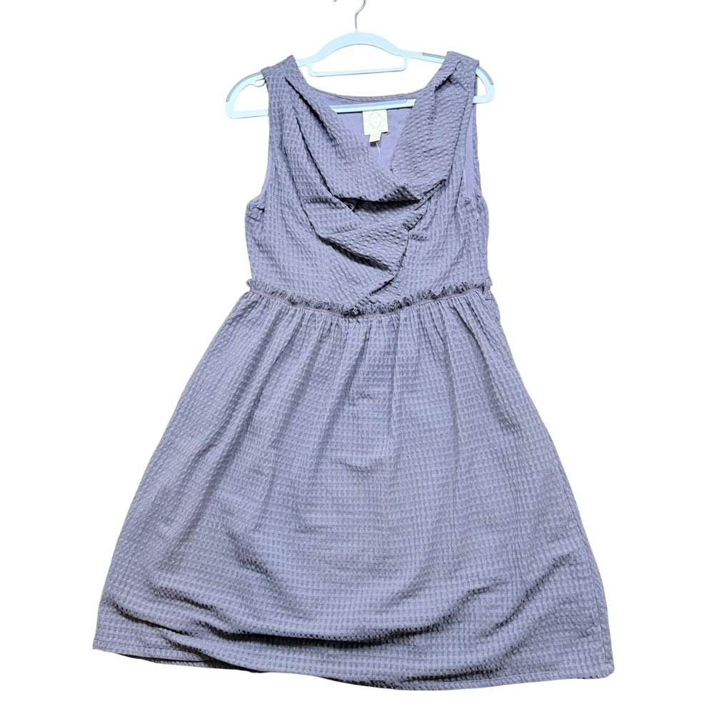 NWT Ric Rac Anthropologie Lavender Fit Flare Cowl Neck Textured Dress M